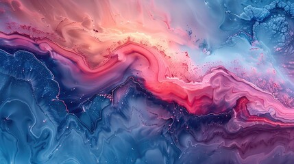 Wall Mural - Abstract texture background of red blue and purple paint liquid marble