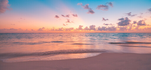 Wall Mural - peaceful closeup sea sand sky beach. beautiful tranquil nature landscape. inspire calm tropical beac