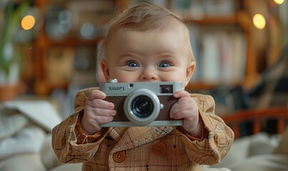 Poster - happy kid with camera