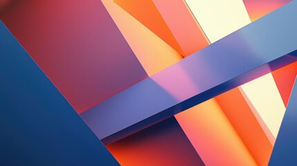 Wall Mural - A colorful abstract painting with blue and orange stripes. The painting is full of shapes and lines, and it gives off a feeling of energy and movement