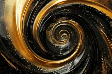 Poster - Mesmerizing abstract image featuring a swirling golden spiral adorned with glitter and a textured backdrop