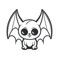 Bat black and white cartoon character design collection. White background. Pets, Animals.