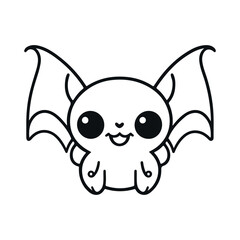 Bat black and white cartoon character design collection. White background. Pets, Animals.