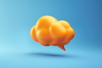 Poster - A yellow cloud with a speech bubble on top. The cloud is floating in the air and the bubble is orange