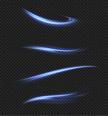 Fototapete - Blue line curve light effect. Glowing blue semicircle. Abstract effect of light energy movement. Vector 10 EPS