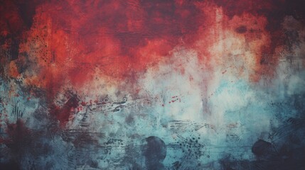 Poster - a painting of a sky with clouds and a plane, A painting depicting a clear sky featuring fluffy clouds and an airplane.