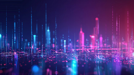 smart city and abstract dot point connect with gradient line and aesthetic intricate wave line desig