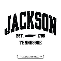 Wall Mural - Jackson text effect vector. Editable college t-shirt design printable text effect vector