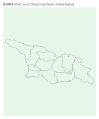 Naklejka na meble Georgia plain country map. High Details. Outline Regions style. Shape of Georgia. Vector illustration.