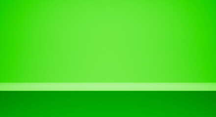 Poster - Green empty bright background copy space. festive and advertising eco background - place for your text and design, product placement show room. green color minimalism backdrop with spotlight gradient