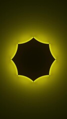 Aufkleber - Circle with inner yellow light split to parts and transfrom to outer glow. Abstract seamless loop animation. 3D render of neon illuminating surfaces motion background. Vertical video