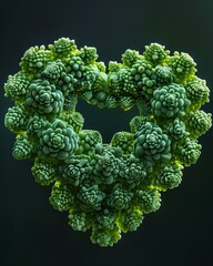 Wall Mural - Vibrant Barnsley Fern Fractal Heart Shaped Detailed Image.