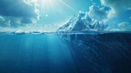 Aufkleber - Enchanting view of a large iceberg above and below the waterline under a clear blue sky