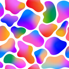 Fototapete - Seamless Pattern with Splash Gradient Stains. Vector Playful Rainbow Color Background. Texture with Neon Stains.