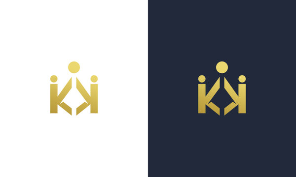letter K crown abstract gold color logo design vector