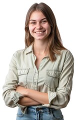 Canvas Print - happy woman on a light background. Selective focus