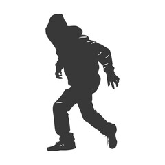 Wall Mural - Silhouette thief in action full body black color only