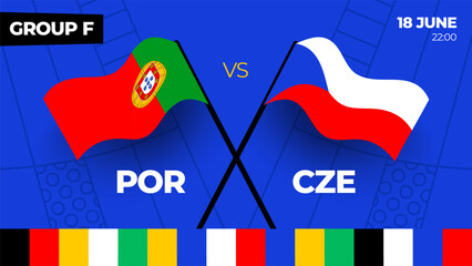 Wall Mural - Portugal vs Czechia football 2024 match versus. 2024 group stage championship match versus teams intro sport background, championship competition.