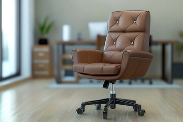 Brown office chair on office background