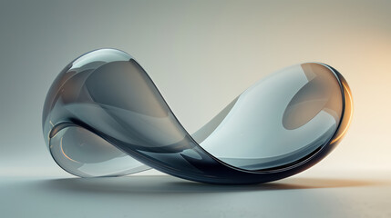 Wall Mural - abstract glass mobius strip on a light gradient background, modern art concept
