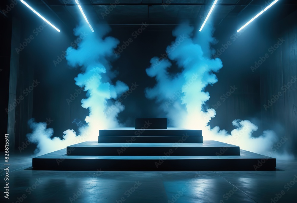 Podium black dark smoke background product platform abstract stage ...