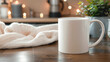 © Erzsbet - blank white mug in a scandinavian style interiour for your design mockup