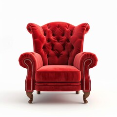 Wall Mural - Red armchair isolated on white background