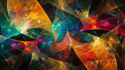 Intricate Abstract Network: Interlocking Lines and Vibrant Hues