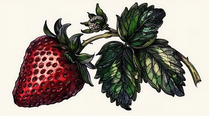Wall Mural - strawberry, fruit, food, isolated, berry, red, fresh, ripe, sweet, healthy, white, dessert, juicy, green, macro, organic, strawberries, closeup, leaf, delicious, freshness, diet, single, natural, clos