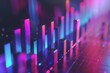 © Imagination  World - Futuristic abstract colorful 3D bar chart with data visualization elements and glowing lights in a modern digital background.