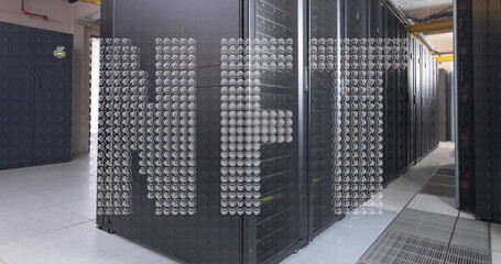 Poster - Image of nft text over server room