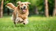 © buraratn - A dog playing and running through a grassy park, capturing the joy and energy of the moment