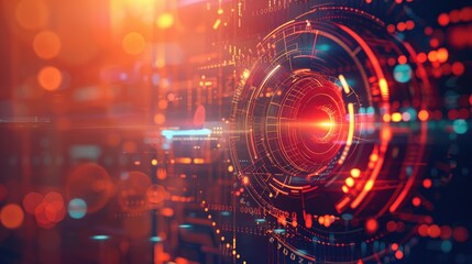 Poster - Abstract digital art background with futuristic elements and neon accents, capturing a high-tech vibe
