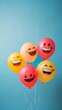 © Sea - Celebrate world laughter day. Joyful emoticon balloons. Copy space