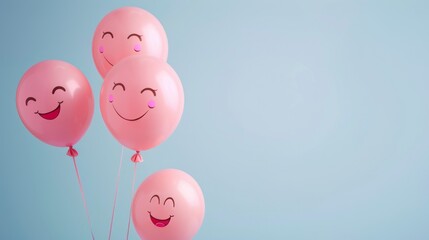 Wall Mural - Celebrate world laughter day. Joyful emoticon balloons. Copy space