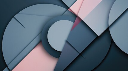 Fototapete - Geometric abstract background featuring overlapping shapes and dynamic lines in a minimalist style