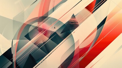 Fototapete - Geometric abstract background featuring overlapping shapes and dynamic lines in a minimalist style