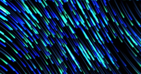 Poster - Blue and green lights falling diagonally across dark background