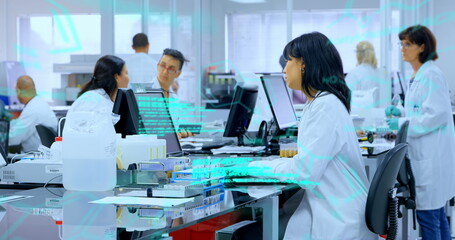 Poster - Diverse team of scientists working in high-tech lab