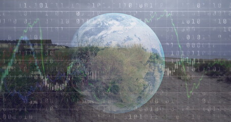 Poster - Earth intersects nature with digital and stock data