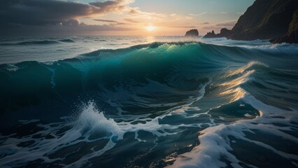 Poster - Amazing natural scenery of ocean waves