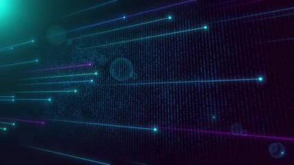 Wall Mural - abstract futuristic motion view turquoise blue purple shiny perspective dot grid pattern with horizo