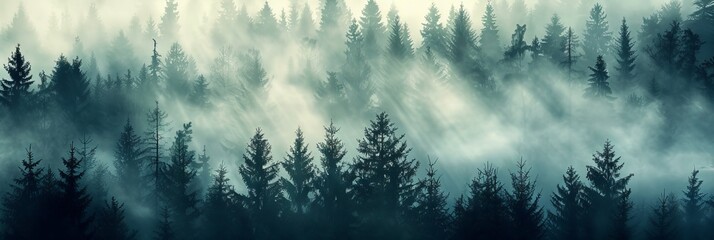 realistic photography of coniferous forest. abstract background of a northern forest