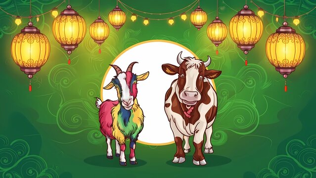 Goat and cow Happy al adha
