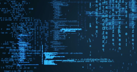 Poster - Image of digital data processing over dark background