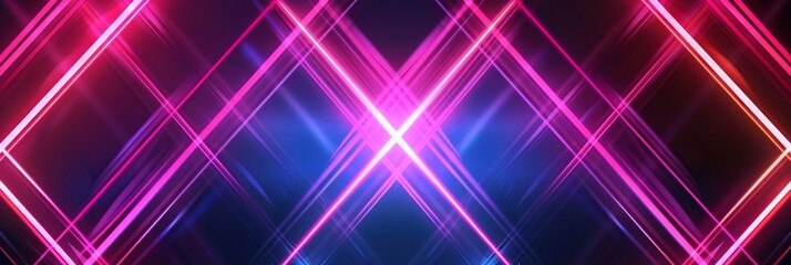 Poster - Abstract neon light geometric pattern - Vibrant neon lights create a mesmerizing geometric pattern, invoking a futuristic and digital feel in this abstract illustration