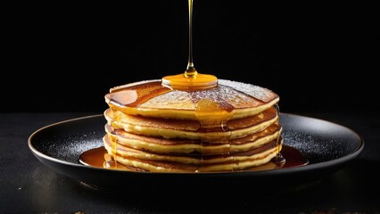 Wall Mural - Delicious Stack of Pancakes with Syrup Drizzled on Top