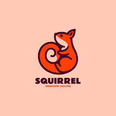Wall Mural - Vector Logo Illustration Squirrel Simple Mascot Style.