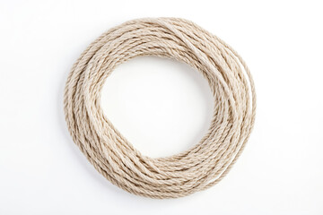 Sticker - Natural Jute Rope Coil On White Background