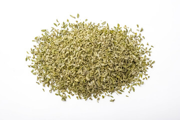 Poster - Dried oregano leaves on white background